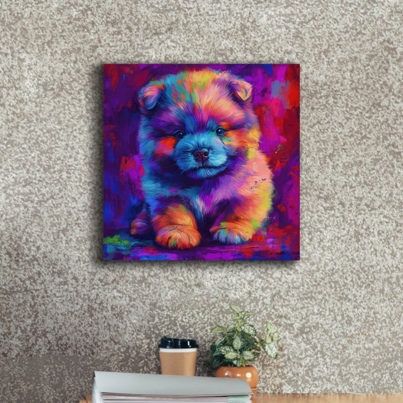  «Woof Chow Chow» par Rich Monet, art mural sur toile, 18 po x 18 po, H 18 po x l 18 po