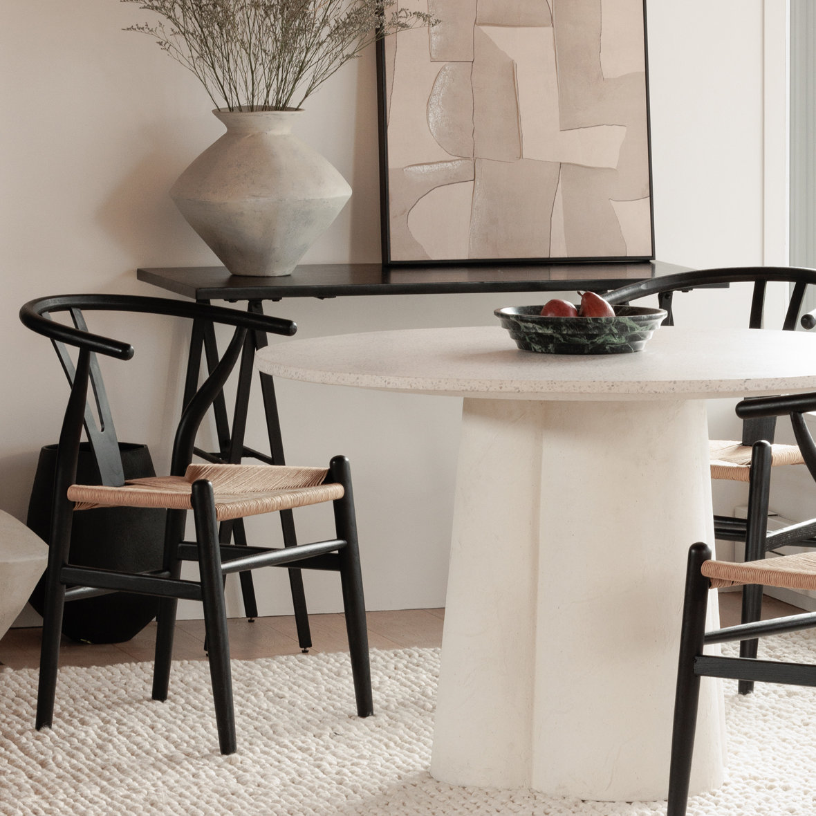 Albarado Side Chair, Black/Natural