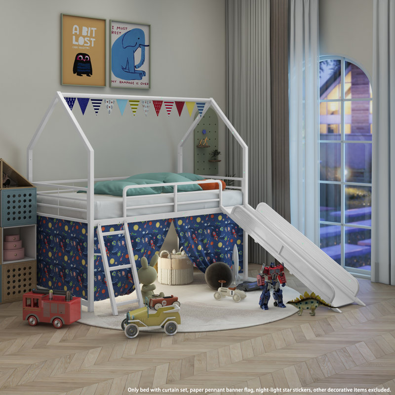 Lit mezzanine simple Averra Junior House, Blanc / bleu