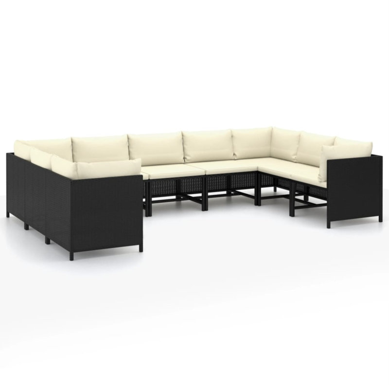 Ensemble modulaire de patio 23,6 po de large avec coussins, Beige, Noir