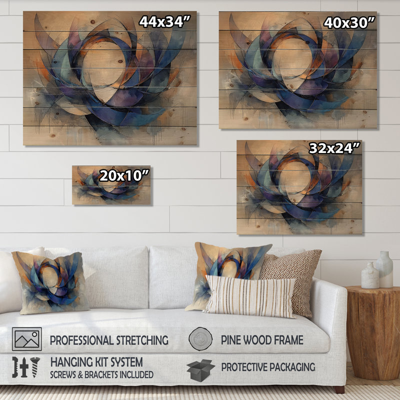 Couronne abstraite en velours de densité I - Art mural en bois couronne - sur bois de pin naturel