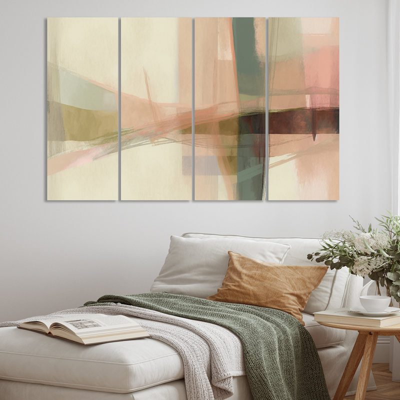 «Simplicity Vintage Pink Minimalisme II» sur toile, reproduction de 4 pièces
