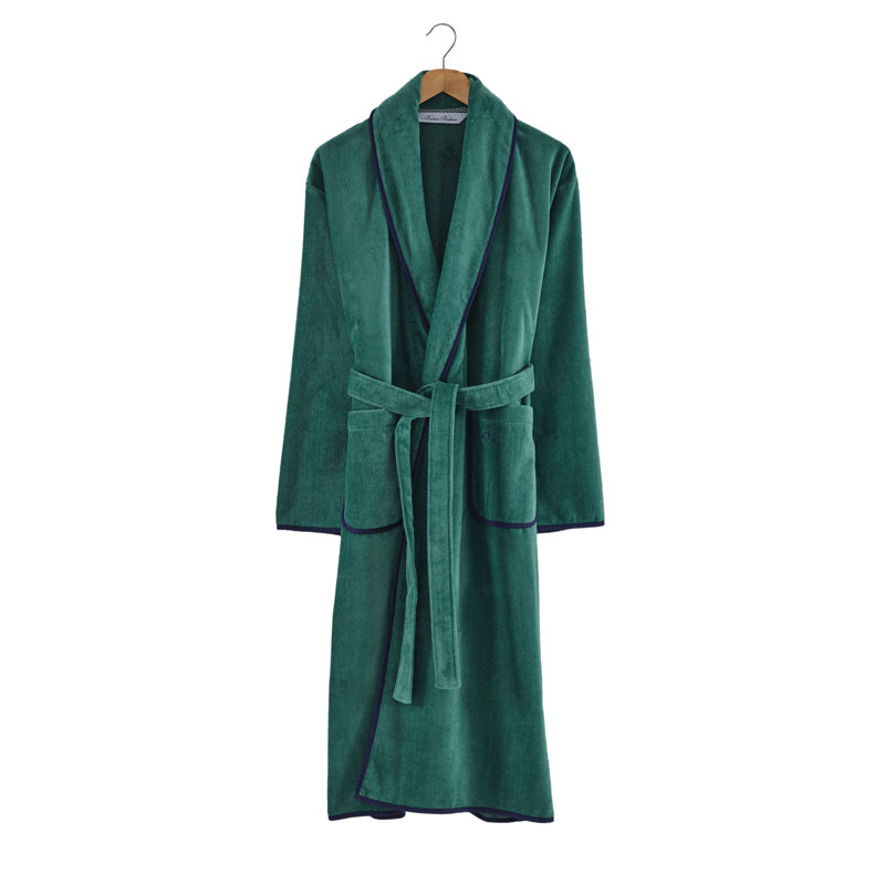 Peignoir 100% coton cheville avec poches, Vert