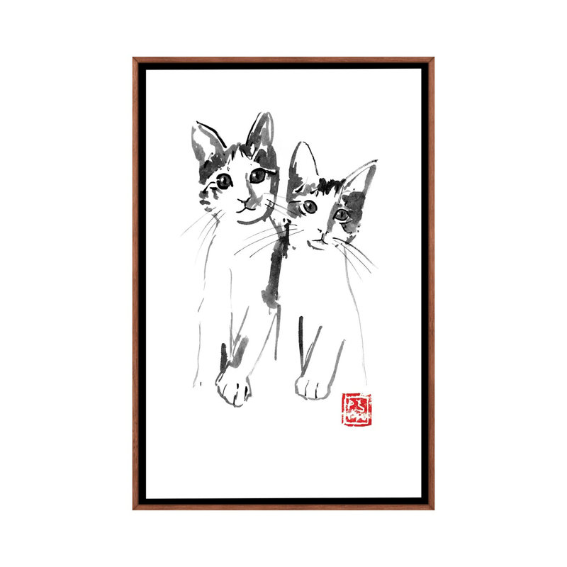 Brothers by Péchane - Print on Canvas, Classic Brown Wood Framed, 66.04 cm H x 45.72 cm W