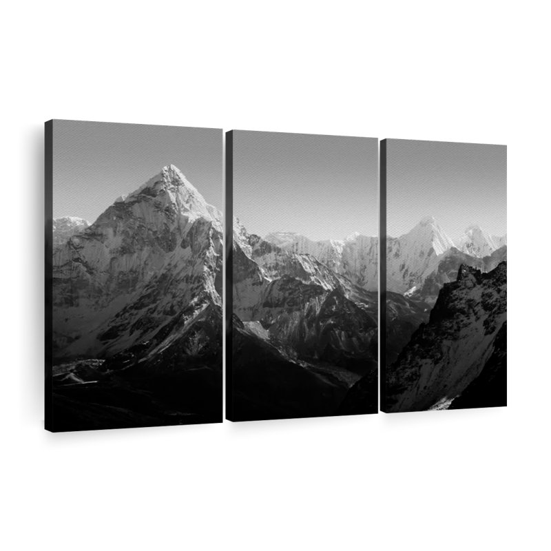 Montagne noire et blanche 3 pièces, H 24 po x l 38 po x P 1,25 po
