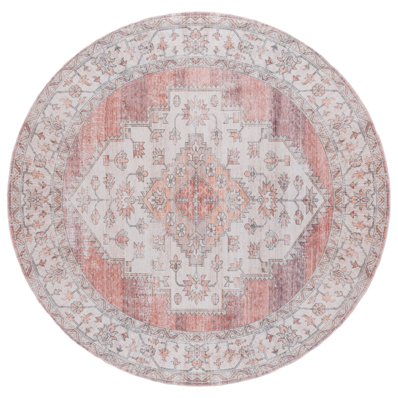 Maritess Machine Washable Southwestern Rug, Round 6'
