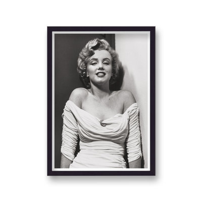 Marilyn Monroe Seductive Pose Low Cut White Gown Close Up - Single Picture Frame Print
