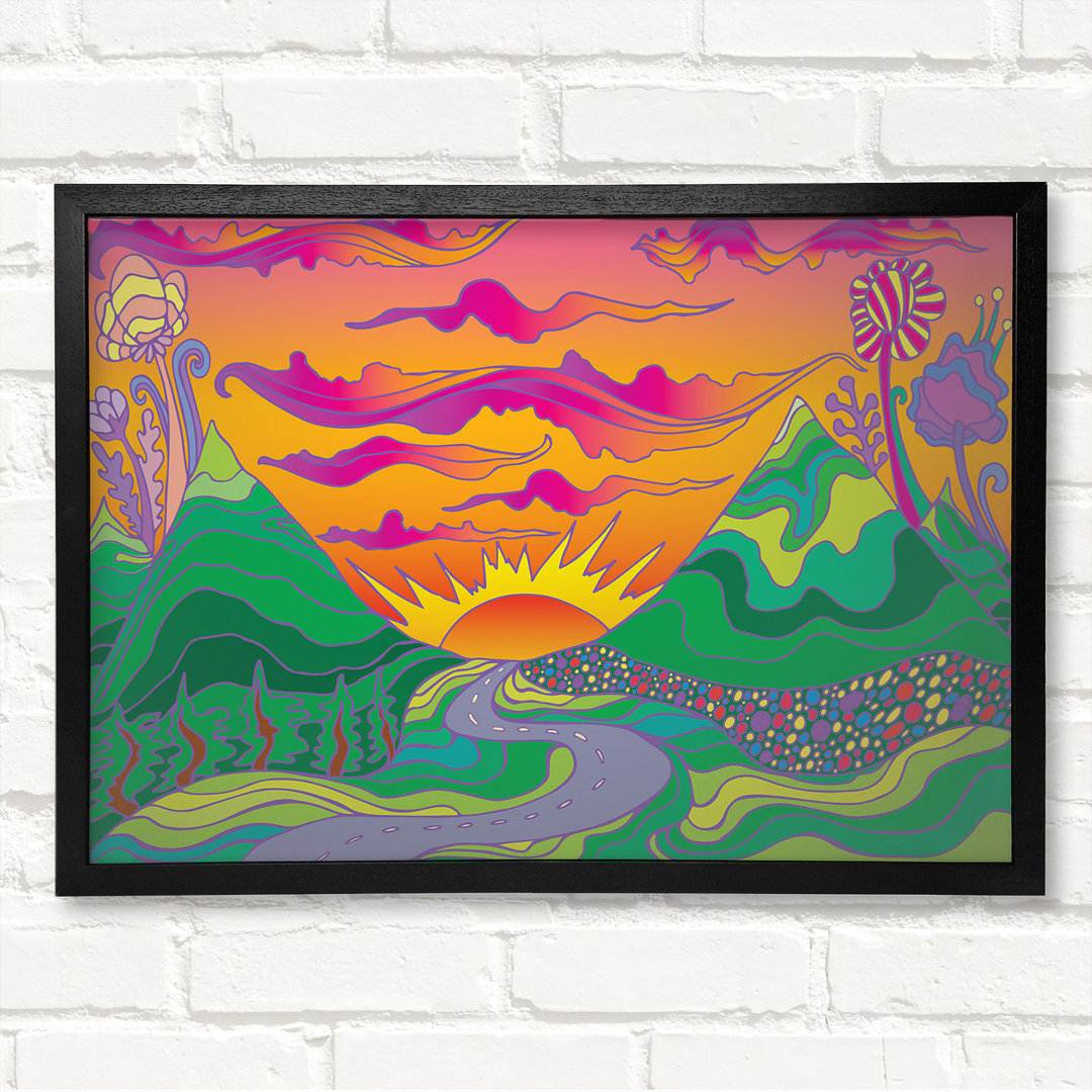 Psychedelische Landschaft Gerahmter Druck