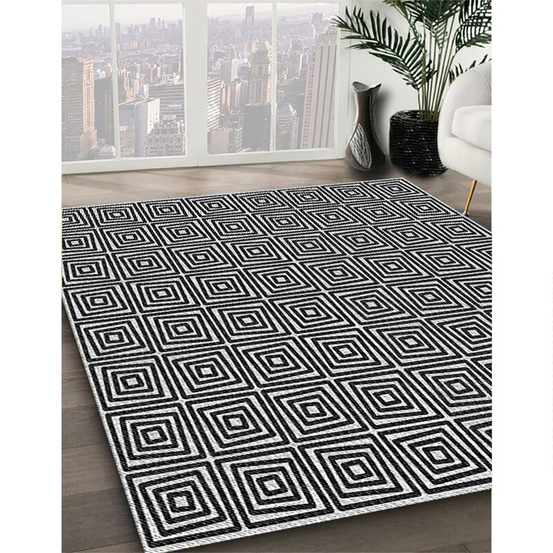Tapis noir/blanc à motifs, Rectangle 8 pi x 10 pi