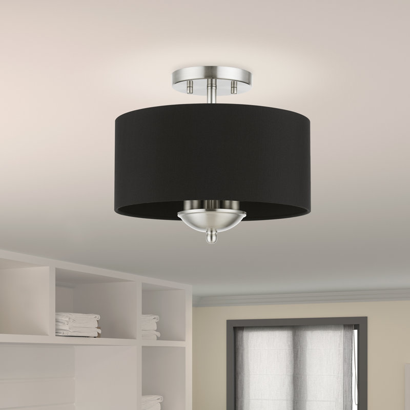 Plafonnier semi-encastré 3 lumières 12 po Brunetto, Nickel brossé