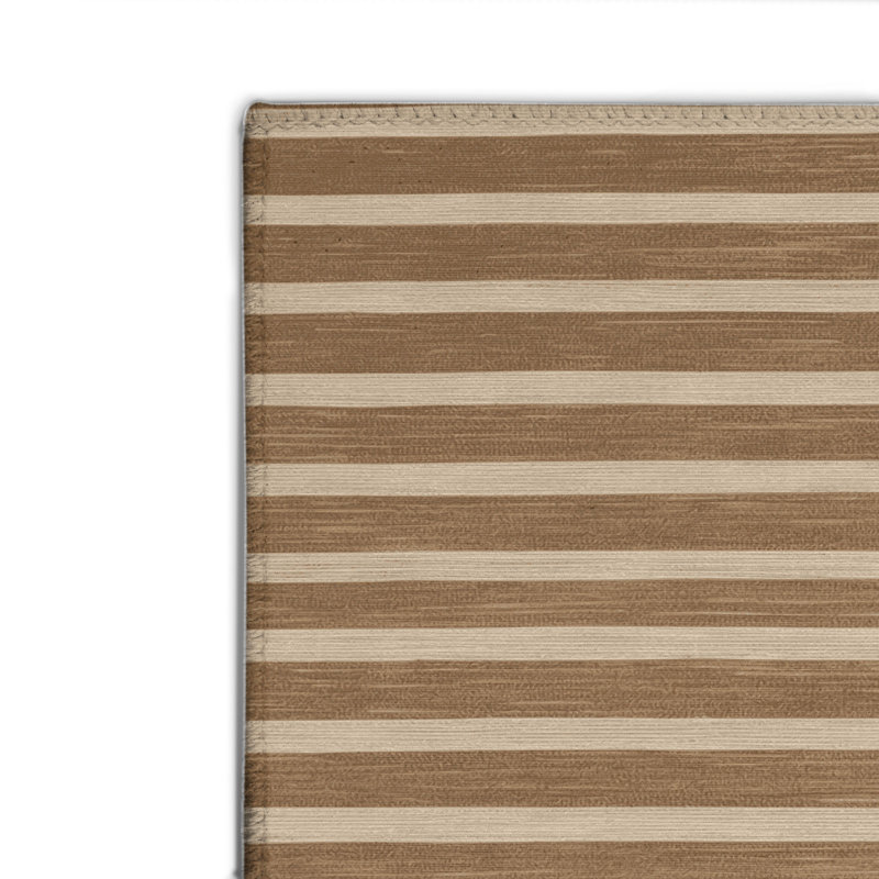 HorizontalStripes Brown Indoor and Outdoor Area Rug, Rectangle 2' x 3'