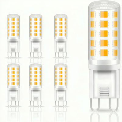 3.5W G9 LED Corn Light Bulbs 6 Pack, ３000K Daylight White, 400LM, Plastic Ceramic Shell, Equivalent 40W T4 G9 Halogen Bulb, 120V G9 Bi-pin Base Chandelier Light, 360° Beam Angle, Non-Dimmable