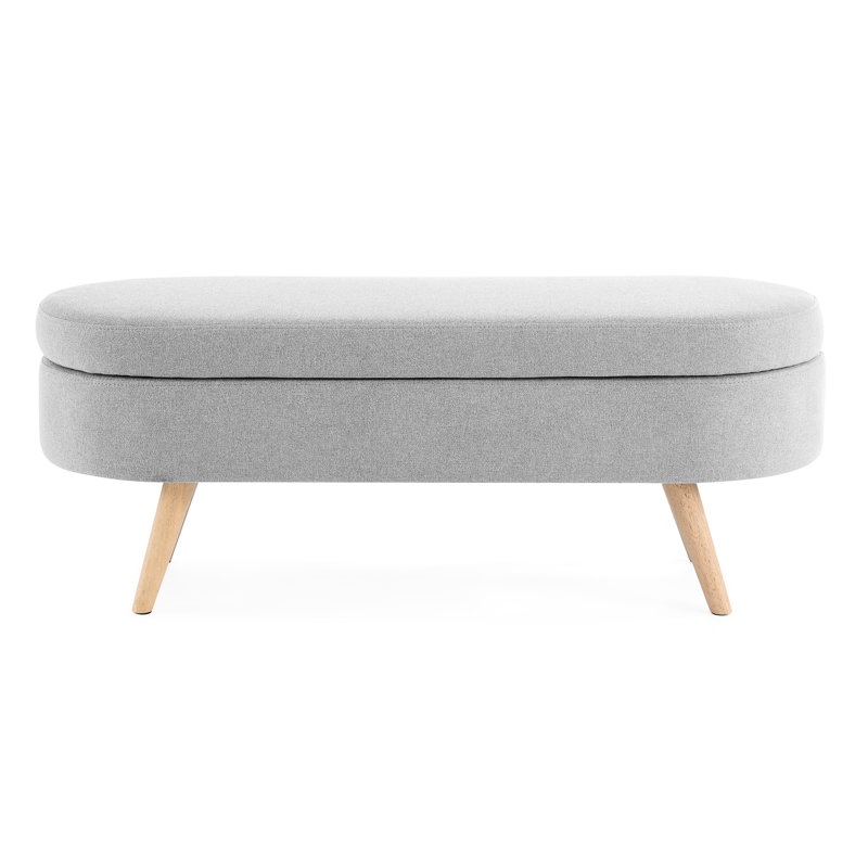 Oval Storage Bench, Grey 43.5"X16"X16", With Exact Rubber Wood Legs - Footstool And Seat 43.5"X16"X16" Bench Distinct, Gray