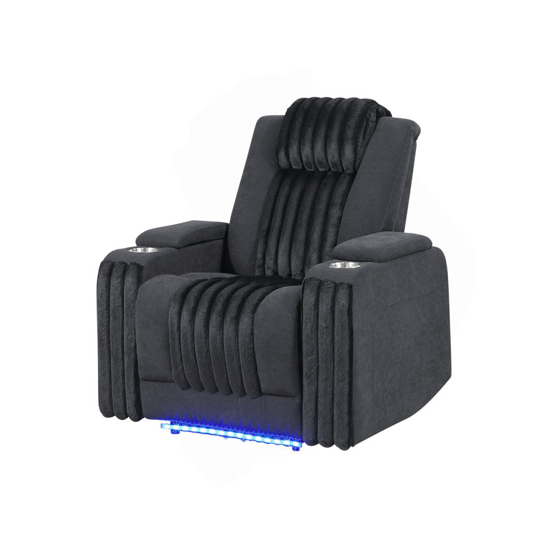 Fauteuil inclinable électrique noir Duran avec appui-tête électrique et DEL, Noir