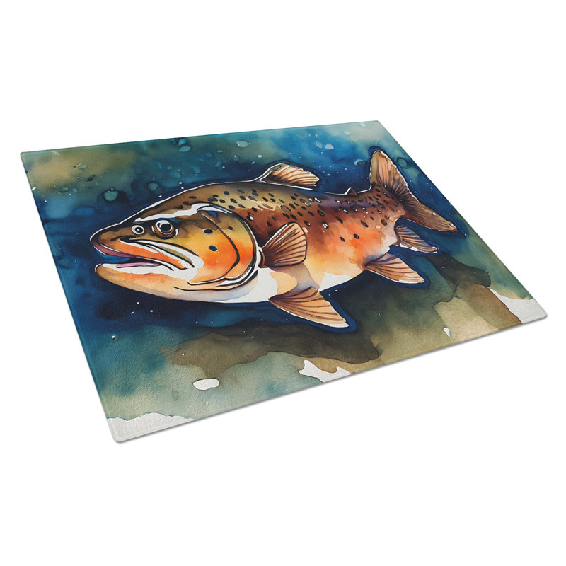 Brown Trout Glass Cutting Board Large