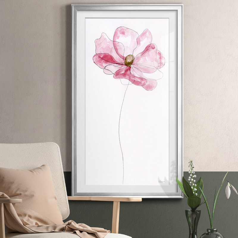 Croquis floral I - cadre photo, impression sur papier, Papier argenté, H 10,5 po x l 18,5 po x P 1,5 po