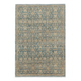 Rug & KilimS Contemporary Rug In Blue With Beige-Brown Floral Patterns