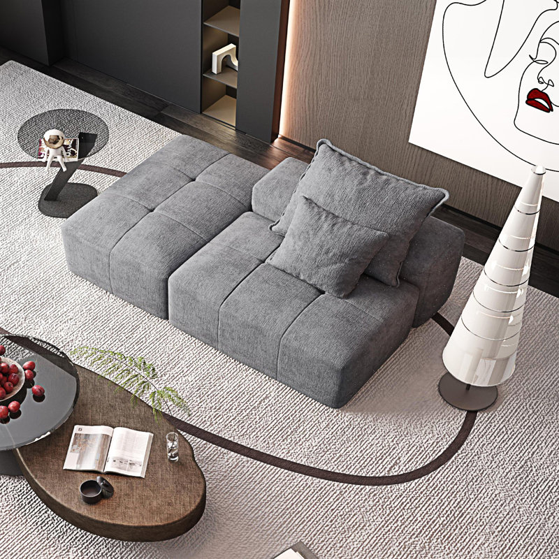 Canapé modulaire surdimensionné moderne avec 2 coussins Modern, Gris chenille