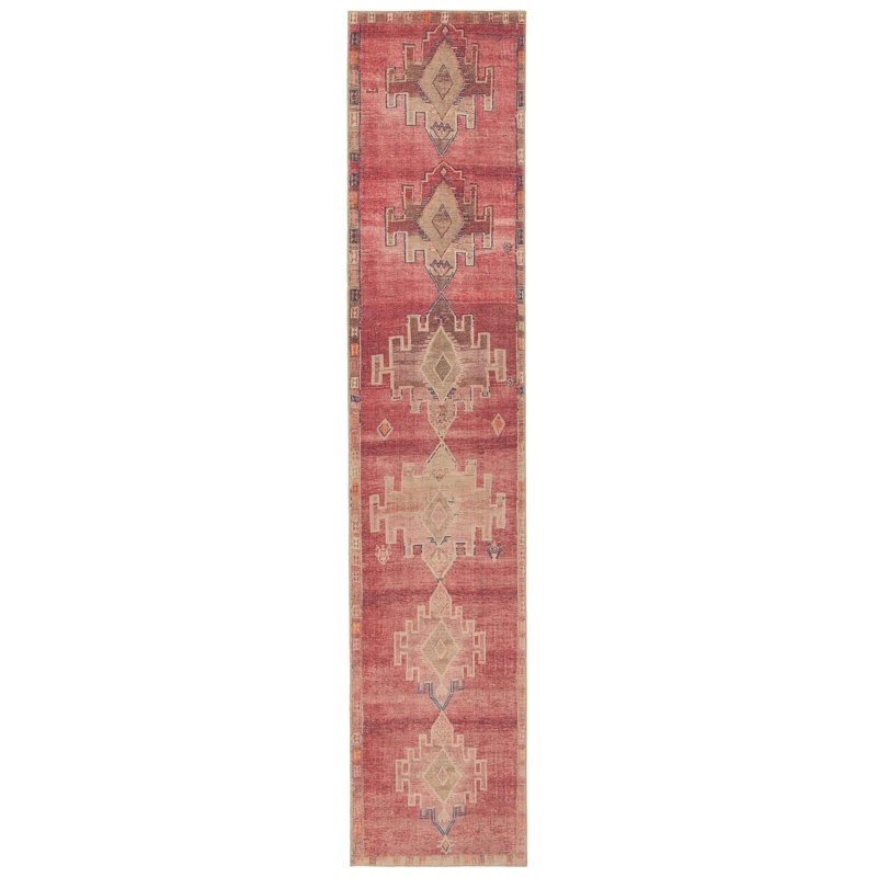 Asuncin Oriental Pink/Tan Area Rug (2'6"X12'), Runner 2'6" x 12'