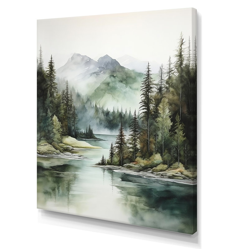 Impression sur toile, "Minimalisme lac tranquillité I", H 40 po x l 30 po x P 1,5 po, Toile tendue