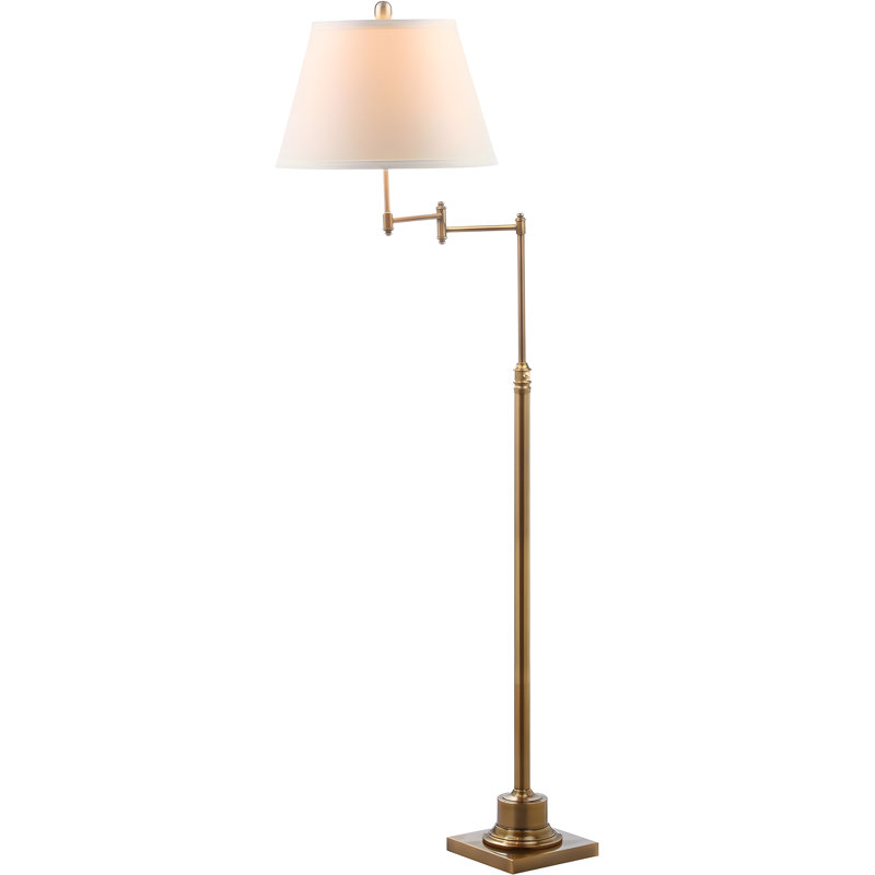 Swivel Swing Arm Floor Lamp With Led Bulb, 60-Inch Adjustable Standing Light For Living Room, Bedroom, And Home Office