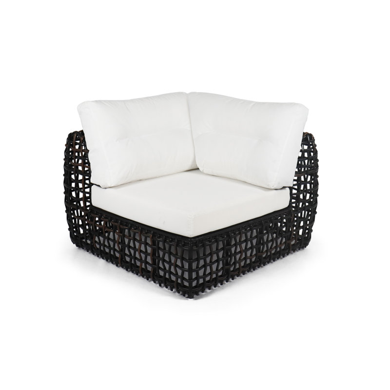 Outdoor Corner Wedge Lounge Chair, Canvas Aruba Sunbrella® Canvas, Black