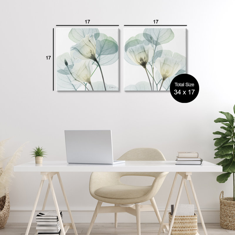 Ensemble de 2 toiles Divine Fate Flowers, design par Albert Koetsier, H 17 po x l 17 po
