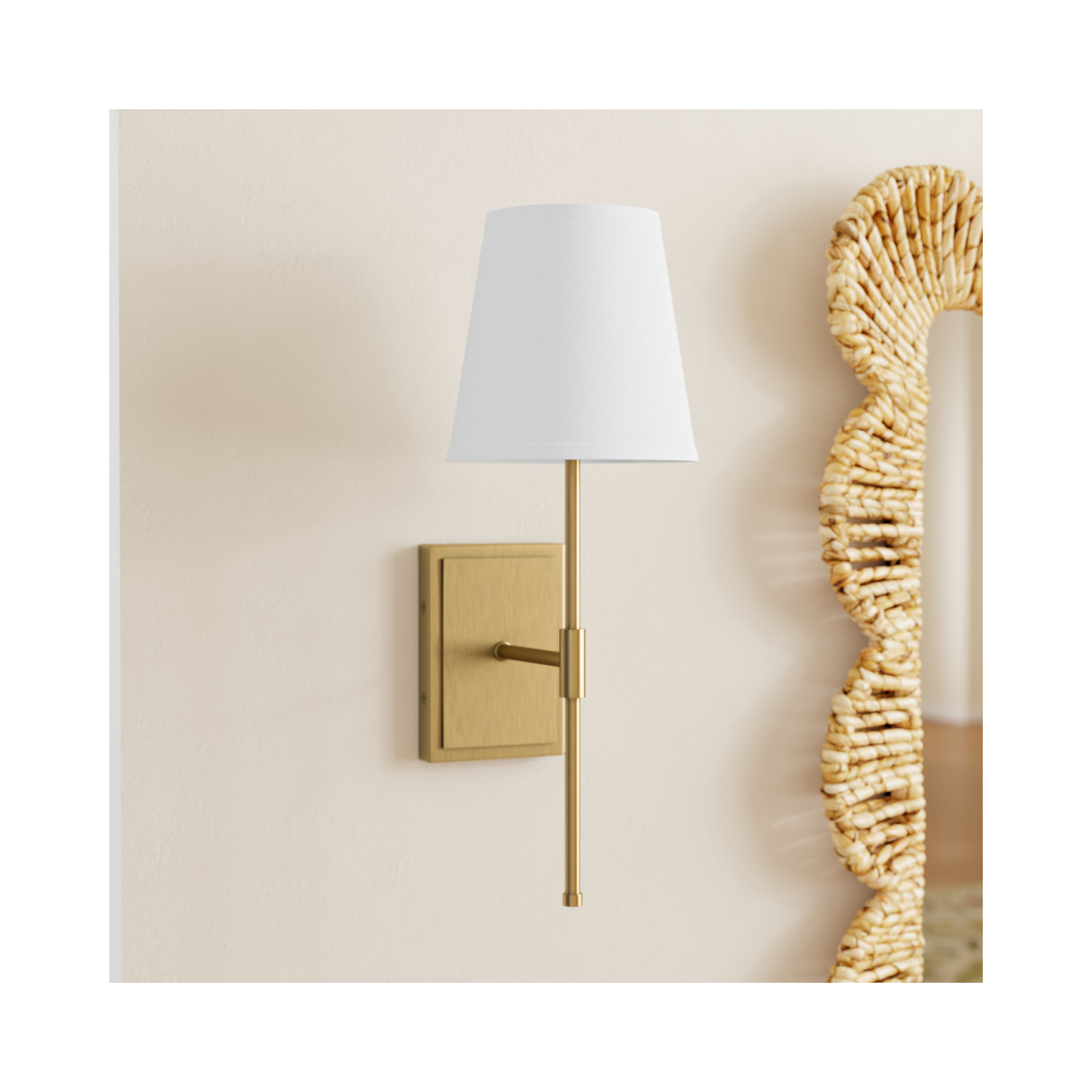 Janis Single Light Steel Dimmable Wallchiere, Lacquered Brass