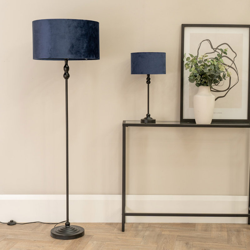 Reselva Metal Table Lamp, Black Base/Navy Blue Shade