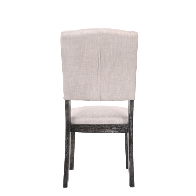 Ensemble de 2 chaises d'appoint en lin beige et gris - dossier haut, structure 2 po et design élégant
