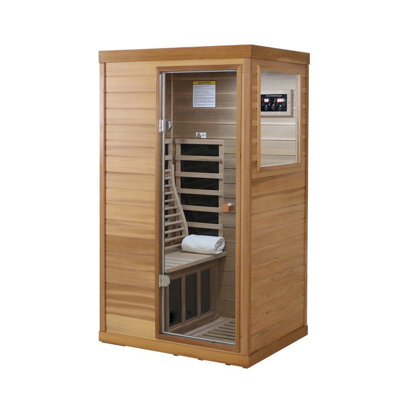 Holaki 1 - Person Indoor Bluetooth Compatible FAR Infrared Sauna in Red Cedar, Right Door