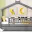Lit plateforme simple avec lit gigogne et toit en bois de pin massif