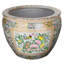 Floral painting pot cover with Asian floral pattern with pink medallion-520033056