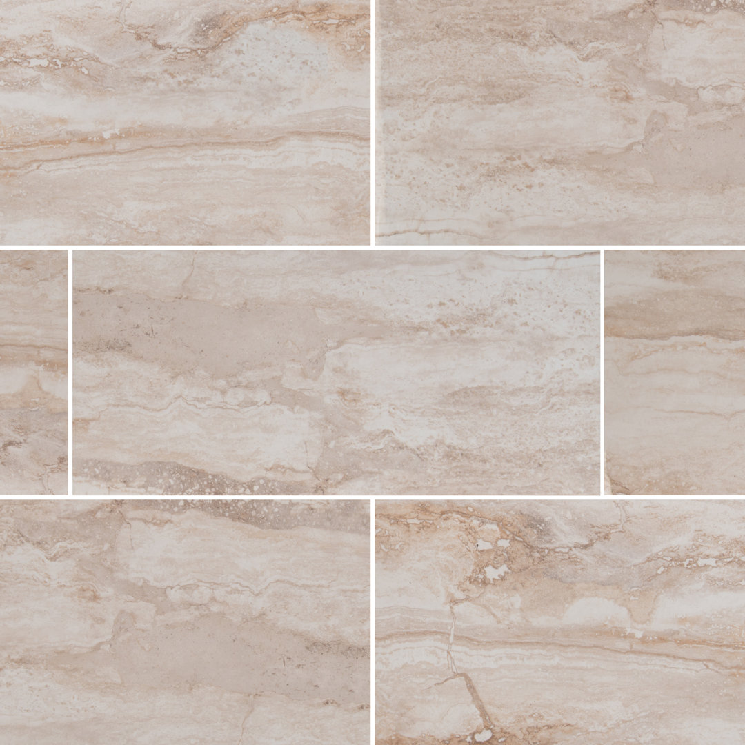 Beraldi 12 in. x 24 in. Polished Porcelain Stone Look Floor and Wall Tile Ackland 