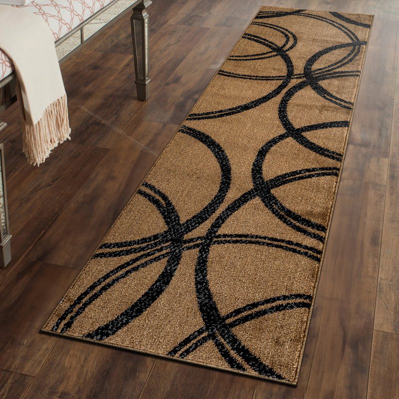 Arnaldur Geometric Black/Gray/White Area Rug, Runner 2' x 7'2", Jute