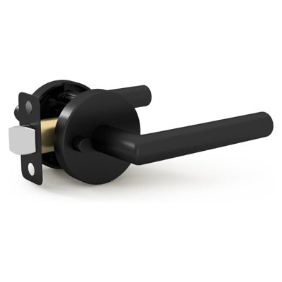 Poignées de porte intérieures réversibles avec rosette ronde en 4 finitions Mega Poignées RONN - Serrure d'intimité pour chambre à coucher, salle de bain, bureau - Convient aux portes standard