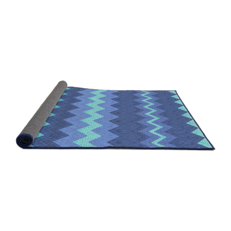 Tapis bleu ciel à motifs, Rond 5 pi