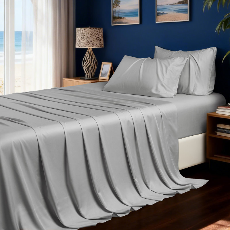 HYPREST Sheets, Rayon Derived from Bamboo, Extra Deep Pocket Fits 18"-24" Mattresses, King, Light Gray