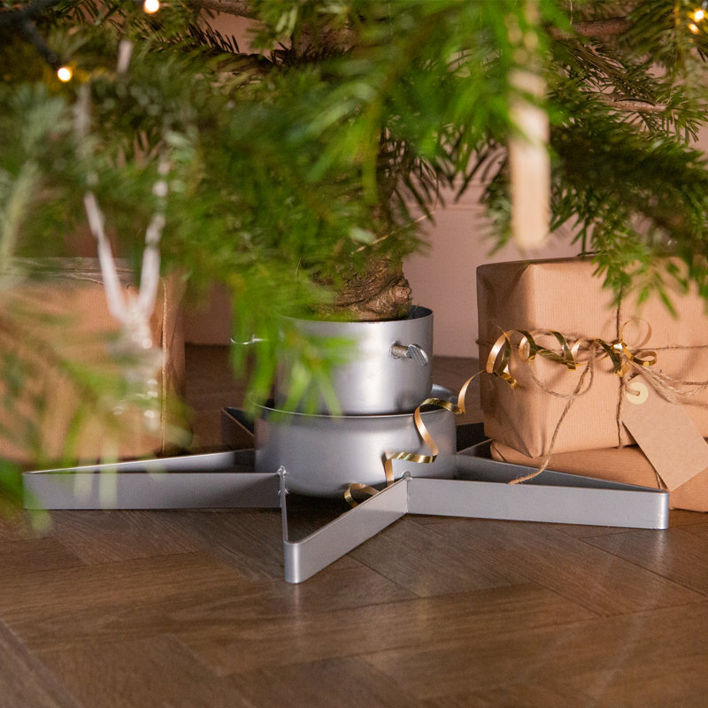 Steel Artificial Tree Stand For Max. Tree Height Under 6 Ft., 13.8cm H x 47cm W x 47cm D, Silver