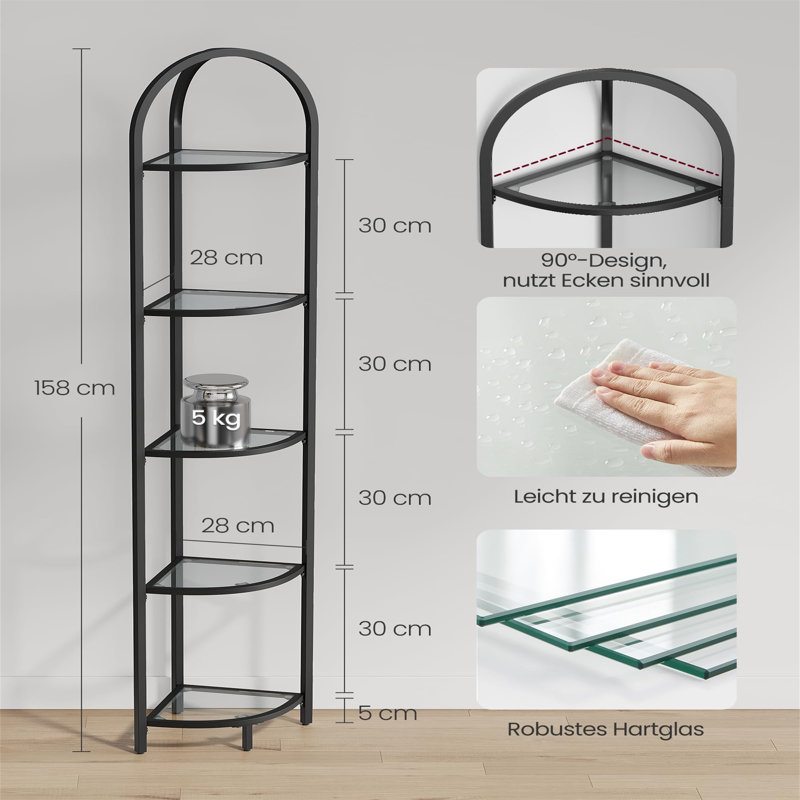 Roddrick 158cm H x 28cm W Metal Corner Bookcase