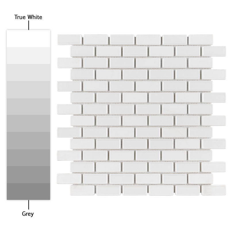 Expressions Recessed Subway White 11-3/4" x 12" Glass Mosaic Tile