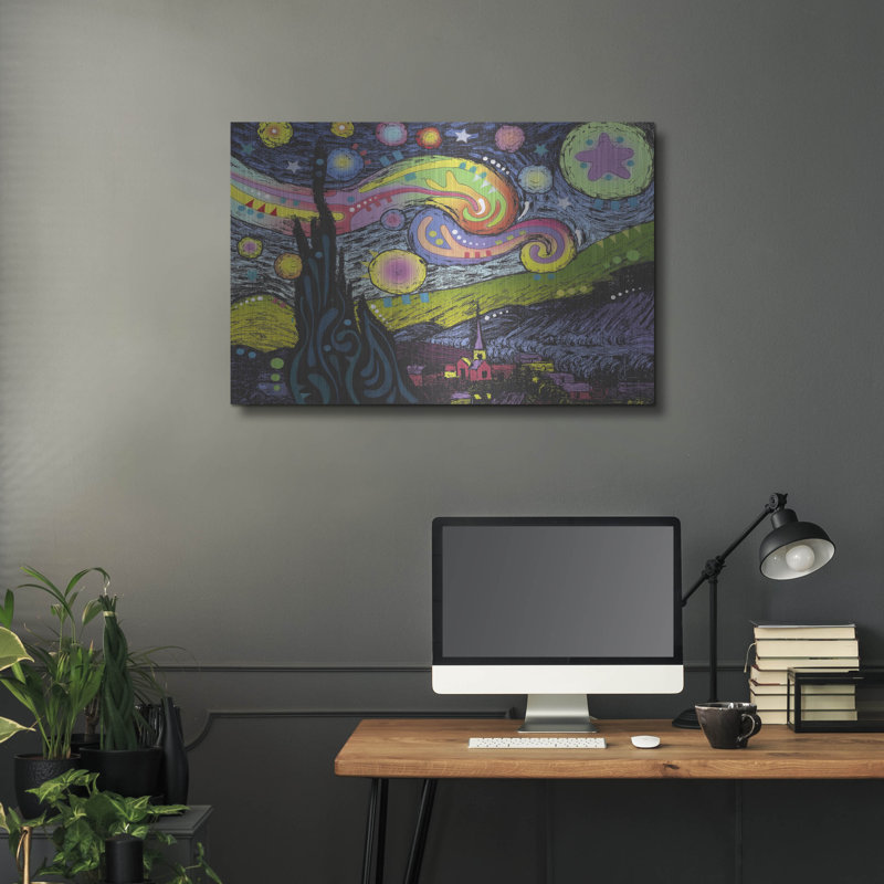 Winston Porter «Starry Night 2» par Dean Russo Studios, art mural en métal, 36 po x 24 po, H 24 po x l 36 po