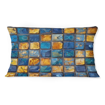 Carreau de mosaïque moderne bleu et jaune - coussin lombaire moderne