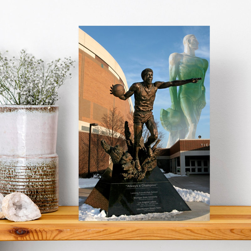 Statue of Earvin 'Magic' Johnson Jr. Sparty Magic Michigan State Spartans Michigan USA 1 Piece Wrapped Canvas Wall Art