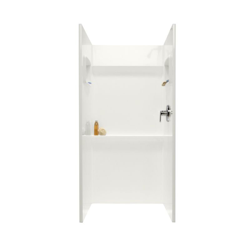Veritek Three Panel Shower Wall, White, 72" H x 36" W x 36" D