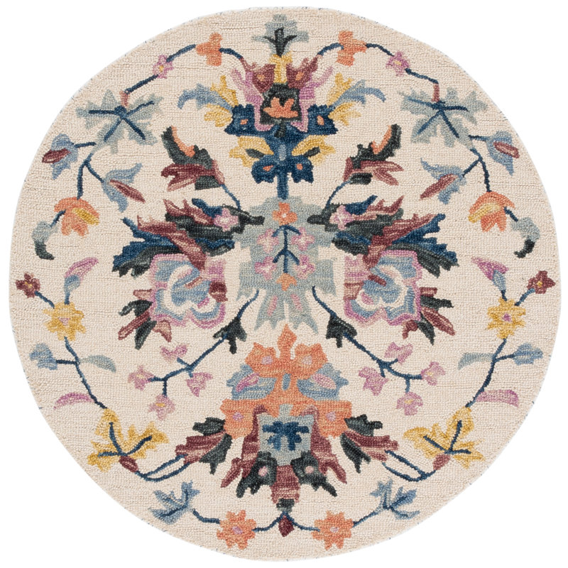 Jardin Hand Tufted Wool;Cotton Floral Indoor Rug, Round 6'