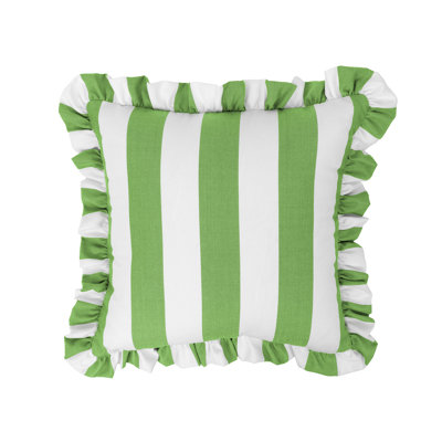 Sherry Kine's Cabana Stripe Outdoor/Indoor "Designer's Choice" Reversible Pillow, With 2" Double Sided Ruffle, Filled With 100% White Polyetser Fiber
