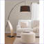 Repose-pieds grand rond multi-usage, tissu beige tricoté contemporain par LumiSource | Beige | Tissu
