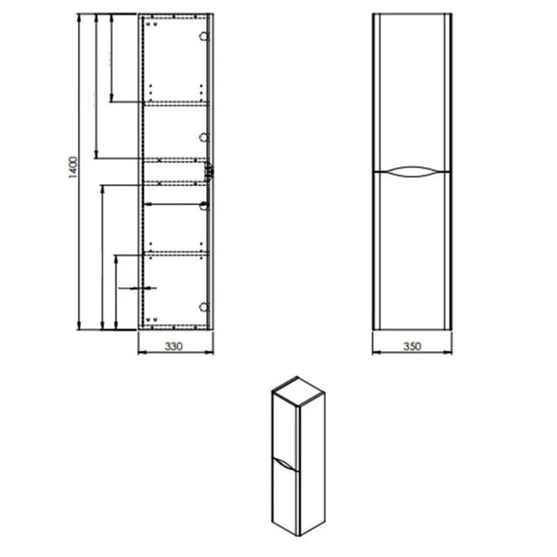 Arc Tall Bathroom Cabinet, Grey