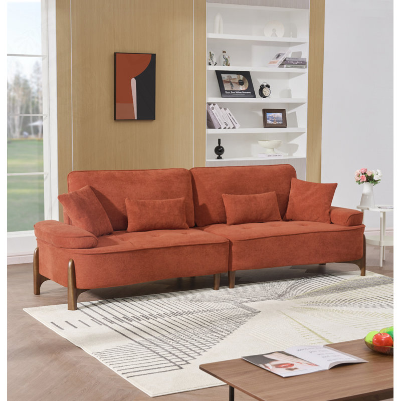Canapé à assise profonde l 103 po avec coussin, Rouge brique
